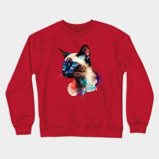 Siamese Cat Watercolor Funky Colors Crewneck Sweatshirt